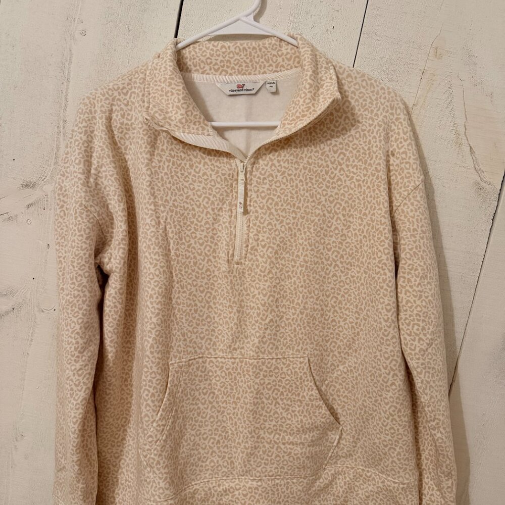 Vineyard Vines Dreamcloth Leopard Printed Half-Zip Pullover M